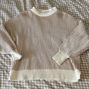 Aerie Brown and Cream Striped Sweater